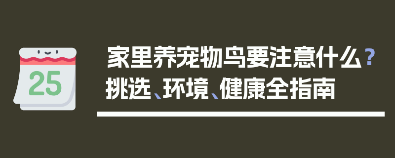 家里养宠物鸟要注意什么？挑选、环境、健康全指南