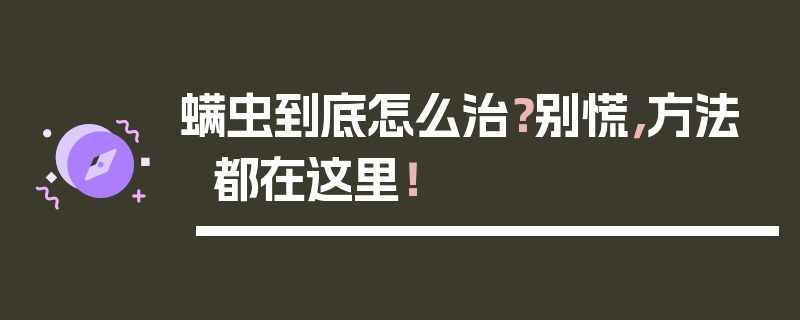 螨虫到底怎么治？别慌，方法都在这里！