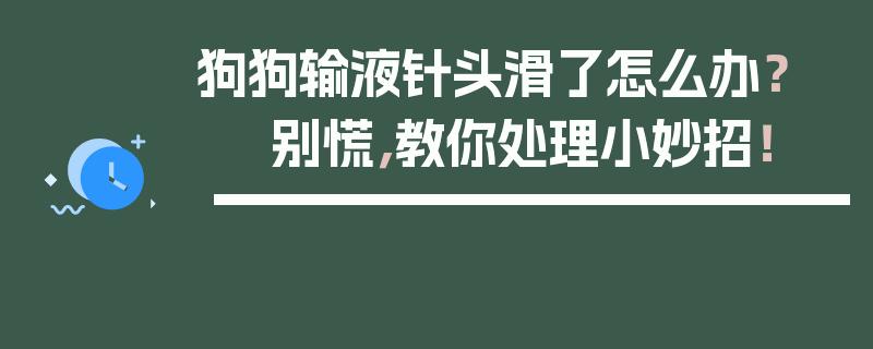 狗狗输液针头滑了怎么办？   别慌，教你处理小妙招！