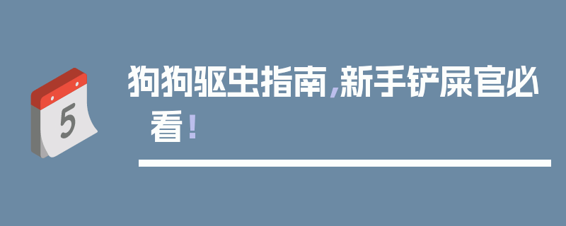 狗狗驱虫指南，新手铲屎官必看！