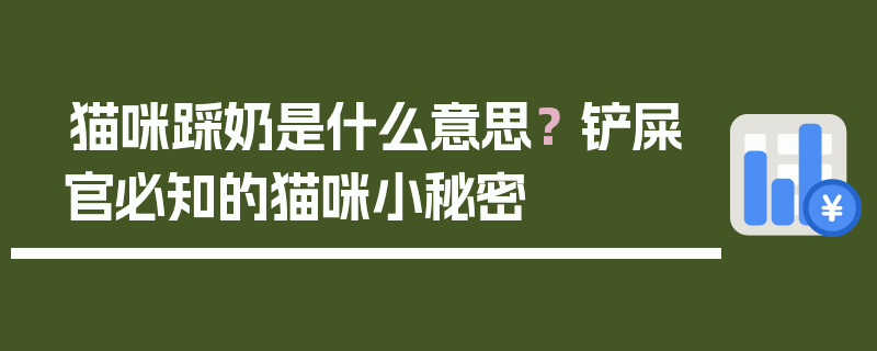 猫咪踩奶是什么意思？ 铲屎官必知的猫咪小秘密