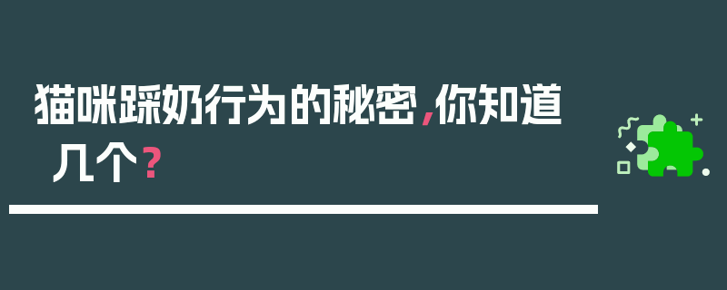 猫咪踩奶行为的秘密，你知道几个？